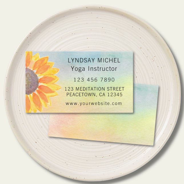 Sunflower Yoga Instructor Business Card (Creator Uploaded)