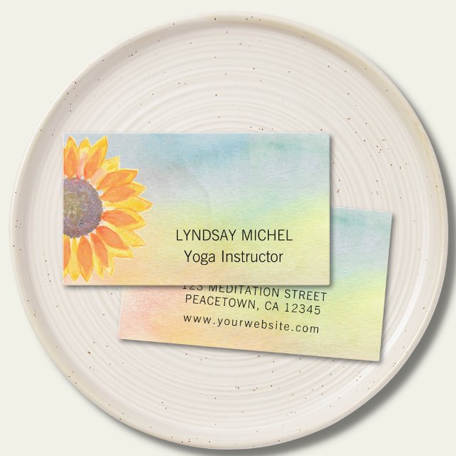 Sunflower Yoga Instructor Business Card (Creator Uploaded)