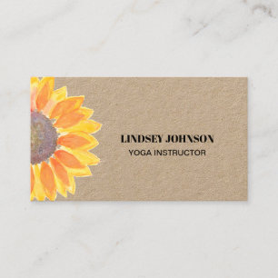 Sunflower Yoga Instructor Kraft Business Card