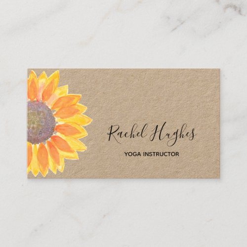 Sunflower Yoga Instructor Kraft Paper Business Card