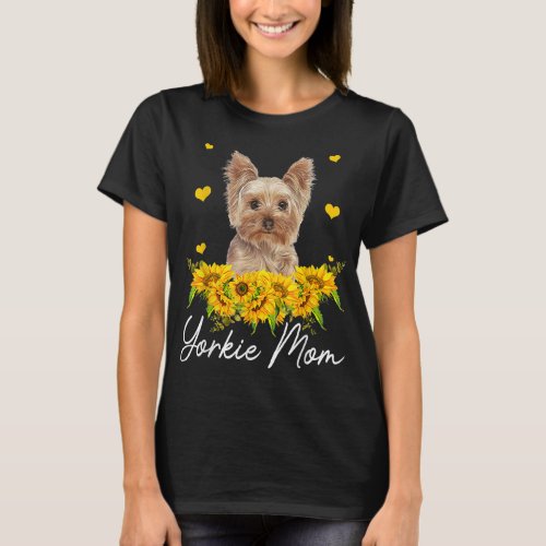 Sunflower Yorkie Mom Dog Lover T_Shirt