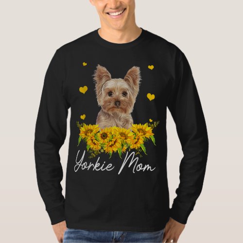 Sunflower Yorkie Mom Dog Lover T_Shirt