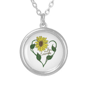 Sunflower You are Enough Silver Plated Necklace
