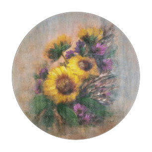 Sunflowers 12" Round Cutting Board