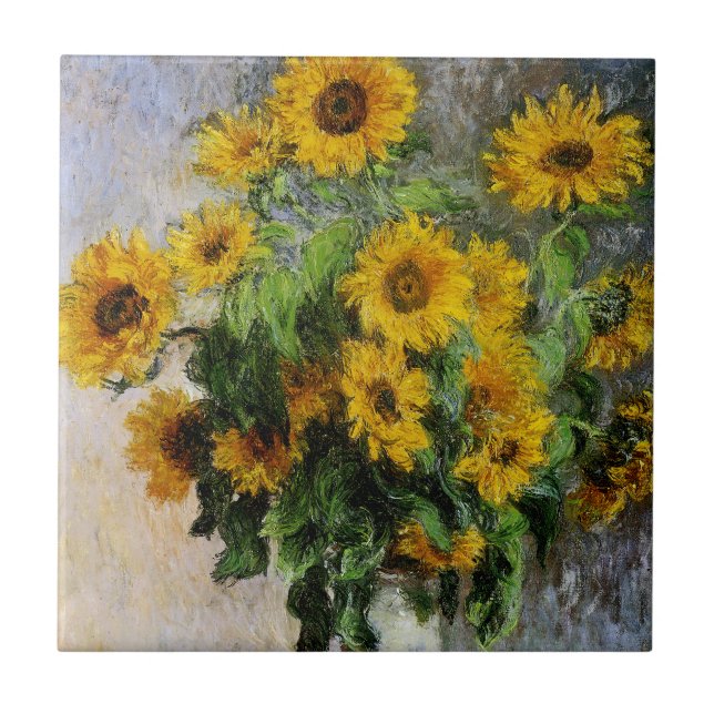 Sunflowers, 1881 by Monet. Ceramic Tile (Front)