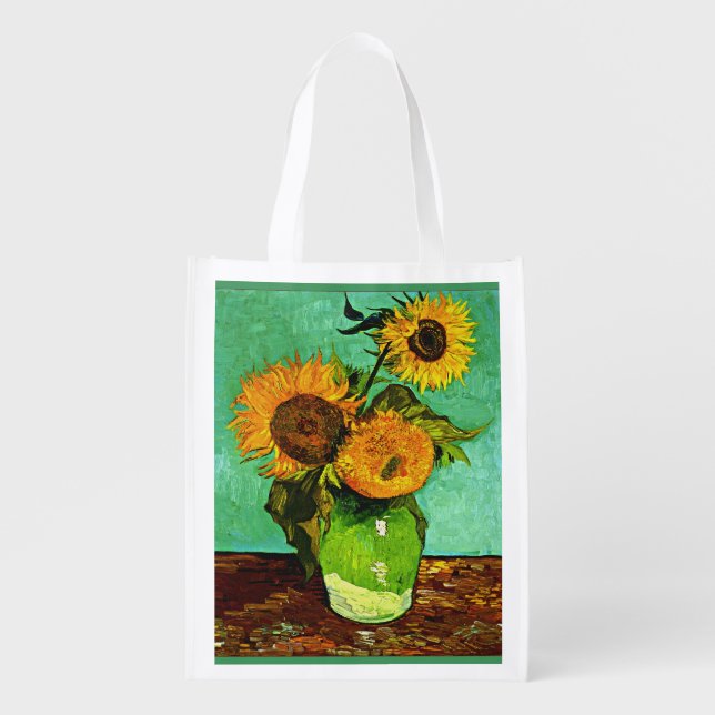 Sunflowers, 3, by Vincent van Gogh Grocery Bag (Front)