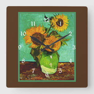 Sunflowers, 3, by Vincent van Gogh, Square Wall Clock