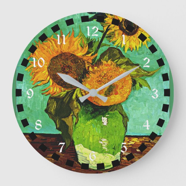 Sunflowers (3), famous painting by van Gogh Large Clock (Front)