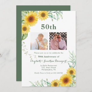 Sunflowers 50th Wedding Anniversary photo collage Holiday Card