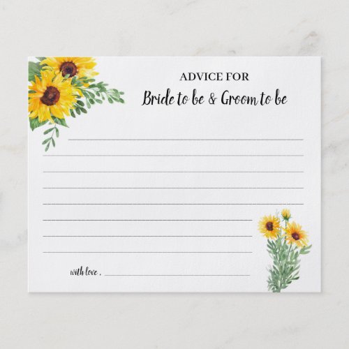 Sunflowers Advice for Couple Bridal Shower Card Flyer
