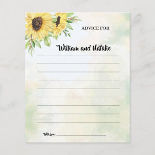Sunflowers Advice for Happy Couple Shower Card Flyer