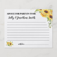 Sunflowers Advice for Mom & Dad Baby Shower card Flyer