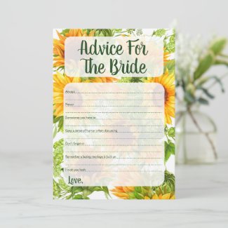 Sunflowers Advice For The Bride Shower Game