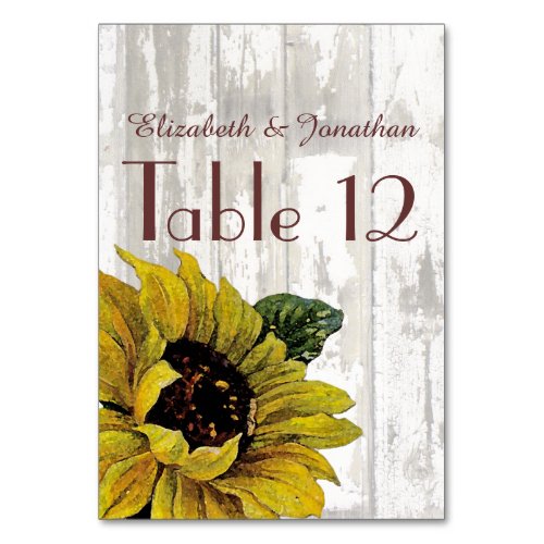 Sunflowers and a White Fence Table Number