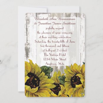 Sunflowers And A White Fence Wedding Invitation by grnidlady at Zazzle