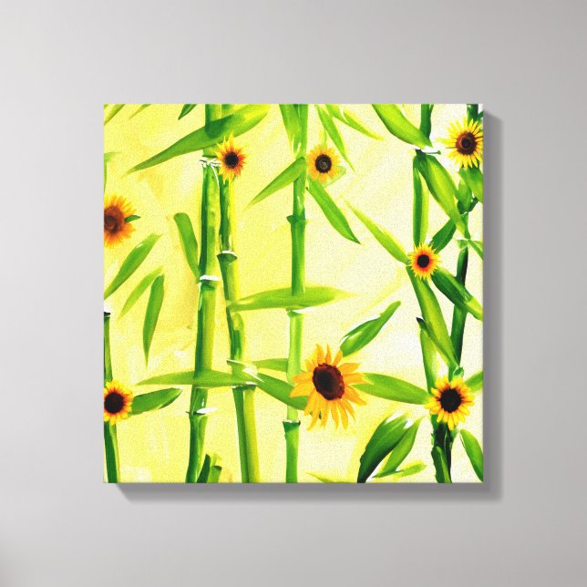 Sunflowers And Bamboo Canvas Print (Front)