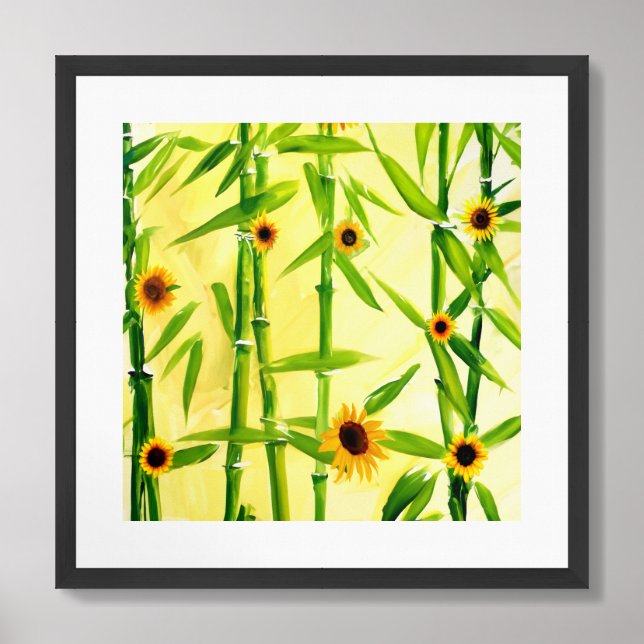 Sunflowers And Bamboo Framed Art (Framed Front)
