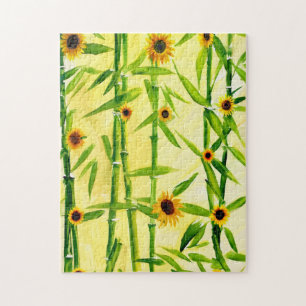 Sunflowers And Bamboo Jigsaw Puzzle