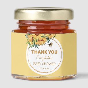 Sunflowers and Bee Baby Shower Thank You Honey Jar Favors