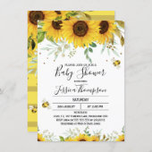 Sunflowers And Bees Baby Shower Invitation (Front/Back)