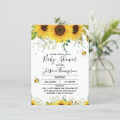 Sunflowers And Bees Baby Shower Invitation (Standing Front)