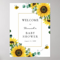 Sunflowers and Bees Baby Shower Welcome Sign