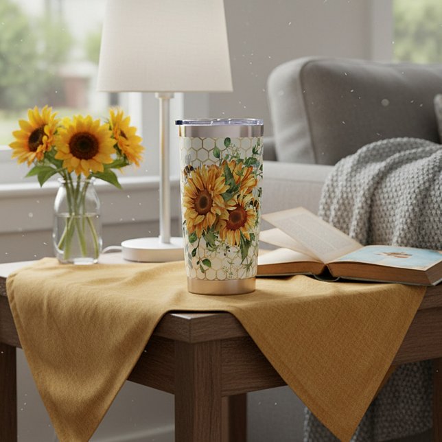 Sunflowers and bees custom insulated tumbler (Creator Uploaded)