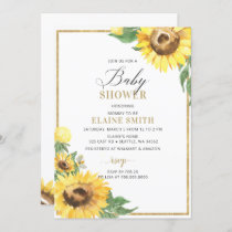 Sunflowers and Bees Gender Neutral Baby Shower Invitation
