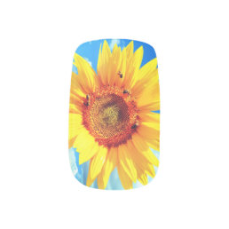 Sunflowers and Bees Nail Art Fresh Design