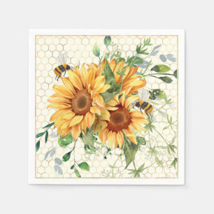 Sunflowers and bees napkins