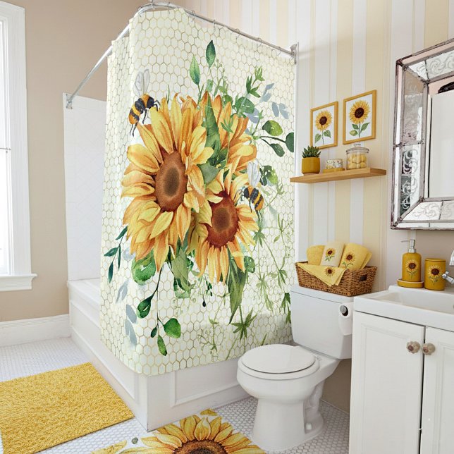 Sunflowers and bees  shower curtain (Creator Uploaded)
