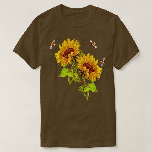 Sunflowers and Bees Summer Sunflower Save the Bees T-Shirt (Design Front)