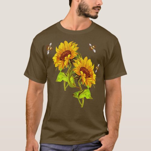 Sunflowers and Bees Summer Sunflower Save the Bees T_Shirt