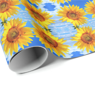 Sunflowers and Bees Wrapping Paper