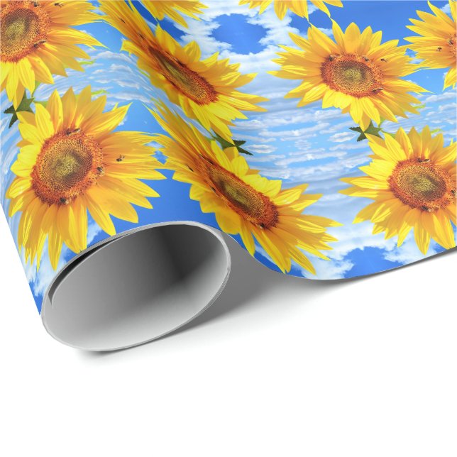 Sunflowers and Bees Wrapping Paper (Roll Corner)