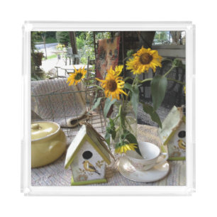 Sunflowers and Bird House Complete Autumn Display Acrylic Tray