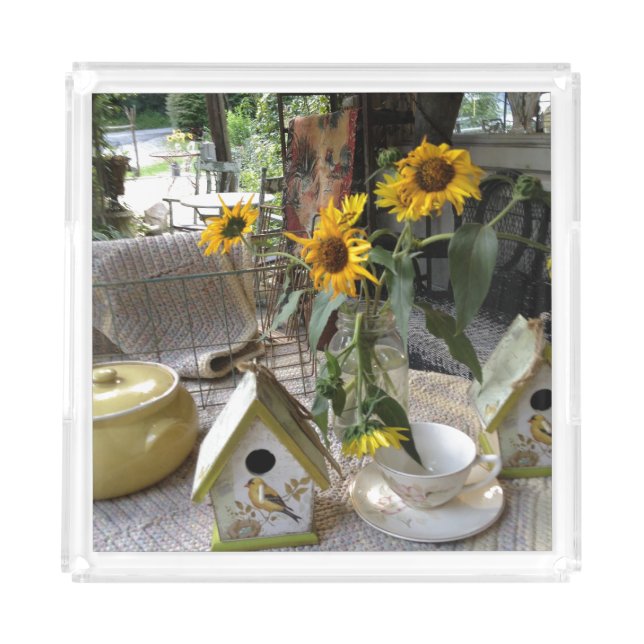 Sunflowers and Bird House Complete Autumn Display Acrylic Tray (Medium)