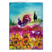 SUNFLOWERS AND BLACK ROOSTER (Front)