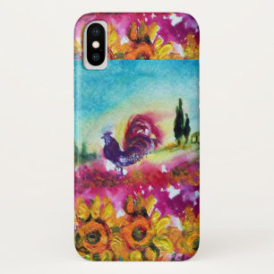 SUNFLOWERS AND BLACK ROOSTER iPhone X CASE