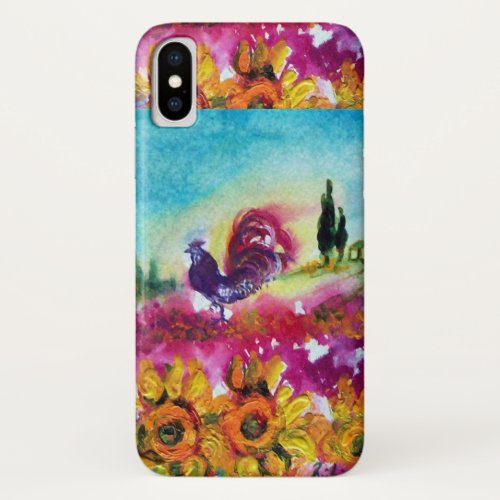 SUNFLOWERS AND BLACK ROOSTER iPhone X CASE