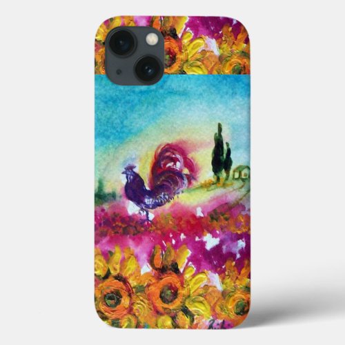 SUNFLOWERS AND BLACK ROOSTER iPhone 13 CASE