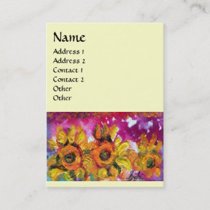 SUNFLOWERS AND BLACK ROOSTER, Cream Business Card