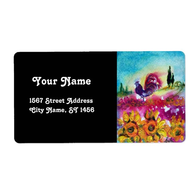 SUNFLOWERS AND BLACK ROOSTER LABEL (Front)