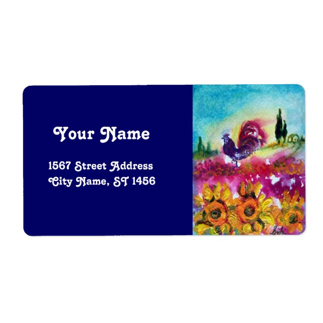 SUNFLOWERS AND BLACK ROOSTER LABEL (Front)