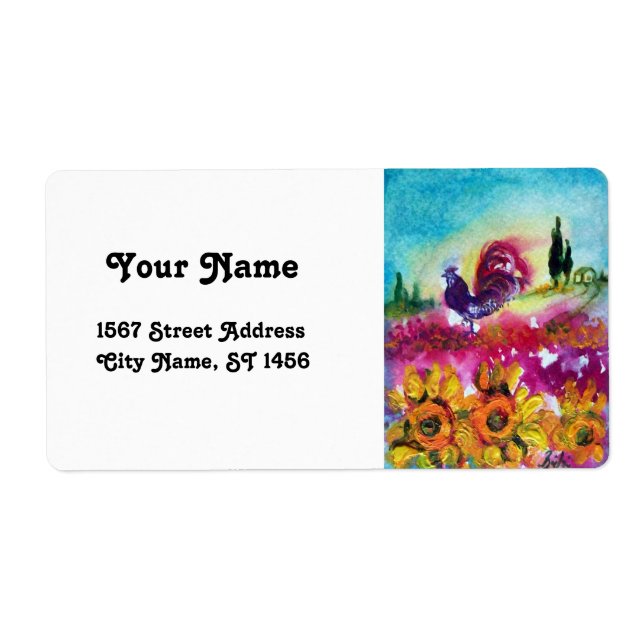 SUNFLOWERS AND BLACK ROOSTER LABEL (Front)