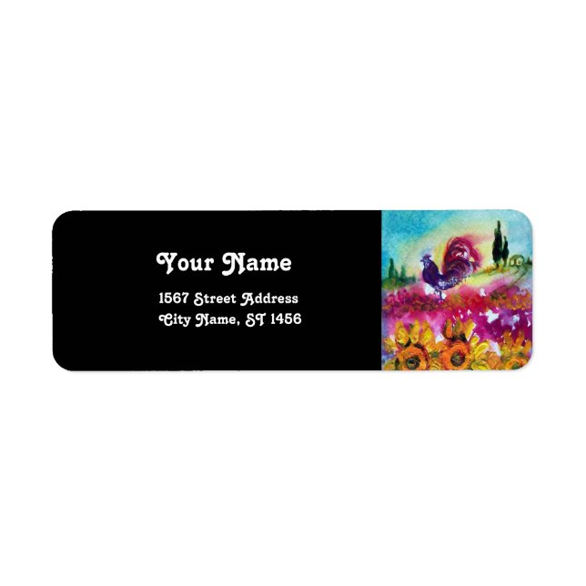 SUNFLOWERS AND BLACK ROOSTER LABEL (Front)