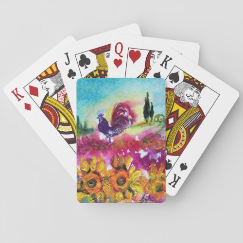 SUNFLOWERS AND BLACK ROOSTER POKER CARDS