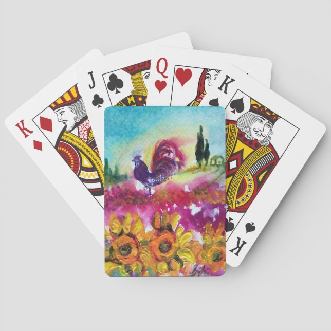 SUNFLOWERS AND BLACK ROOSTER POKER CARDS (Back)