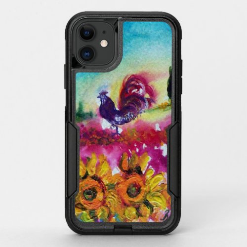 SUNFLOWERS AND BLACK ROOSTER Rustic Countryside iP OtterBox Commuter iPhone 11 Case