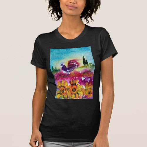 SUNFLOWERS AND BLACK ROOSTER T_Shirt